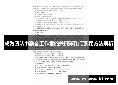 成为团队中勤奋工作者的关键策略与实用方法解析